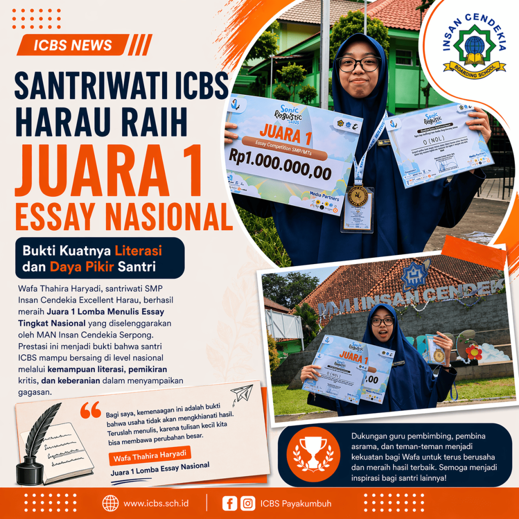 Santriwati ICBS Harau Raih Juara 1 Essay Nasional, Bukti Kuatnya Literasi dan Daya Pikir Santri