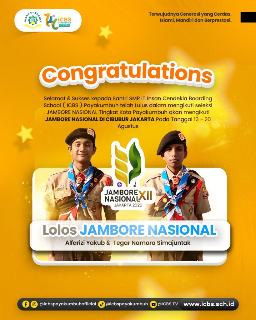 santri SMP IT ICBS Payakumbuh telah lulus seleksi Jambore Nasional