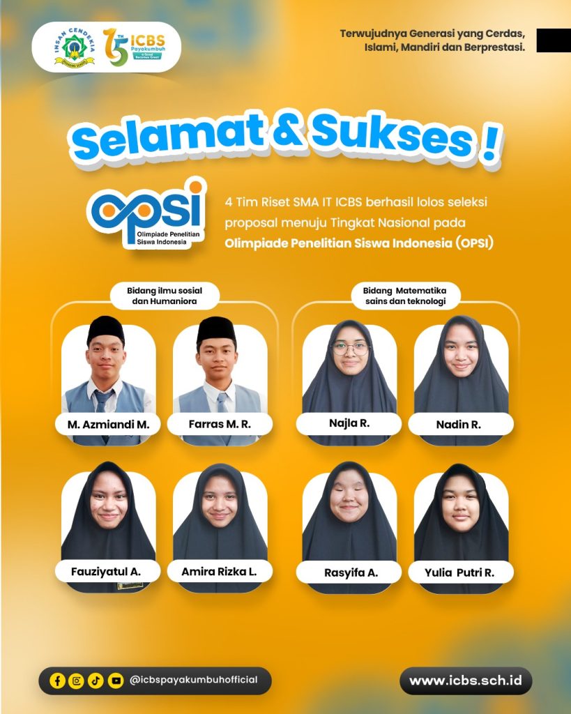 Prestasi membanggakan kembali ditorehkan oleh siswa SMA IT ICBS